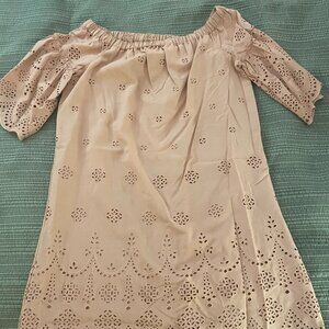 Madewell Off the Shoulder Cut Out Dusty Pink Dress